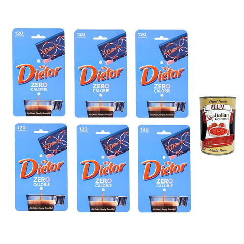 Dietor my Dietor Zero Calorie, Natürlicher Süßstoff 0 kcal, Glutenfrei, gluten free, Ohne Aspartam, 6x 120 Tabletten italienisch Original