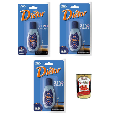 Dietor - MyDietor Natürlicher flüssiger Süßstoff 0 kcal Glutenfrei gluten free Ohne Aspartam 3x50 ml italienisch Original Pastasauce + kostenlos polpa 400 g