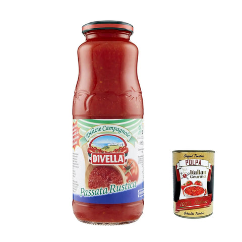 Divella Delizie Campagnole Passata Rustica Tomatenpaste Tomaten sauce 100% Italienisch 680 g 12x italienisch Original Pastasauce + kostenlos polpa 400 g