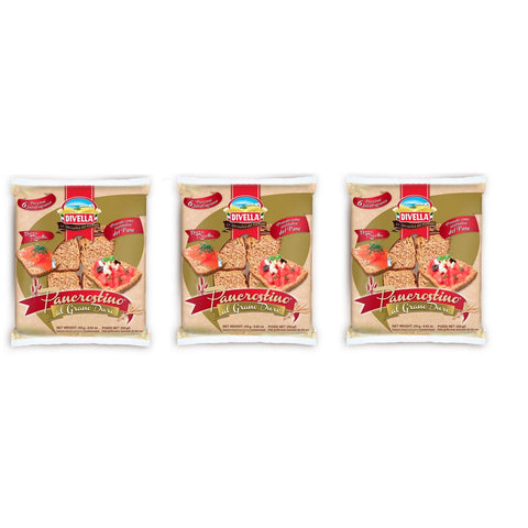 Divella Pancrostino al Grano Duro Hartweizengrieß geröstetes Brot Crouton 6 Portionen Brotersatz 3x 250g italienisch Original