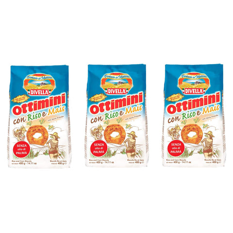 Divella Ottimini con Riso e Mais Shortbread Kekse mit Reis und Mais italienische Kekse 400 g 3x italienisch Original