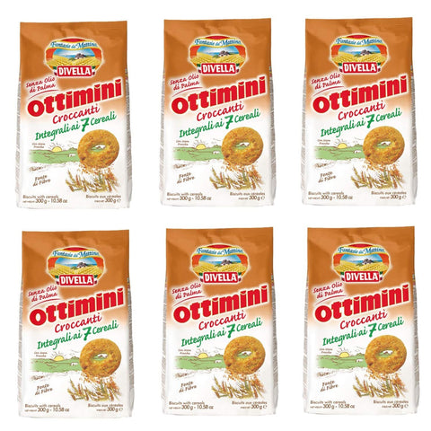 Divella Ottimini Croccanti Integrali 7 Cereali Vollkornkekse mit 7 Müsli italienische Kekse 300 g 6x italienisch Original