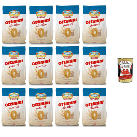 Divella Biscotti Ottimini Classici Klassische Ottimini-Kekse 12x400 g italienisch Original + kostenlos polpa 400 g