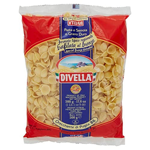 Divella Orecchiette di Puglia N. 86 Hartweizengrieß Pasta Italienische Nudeln 500 g Packung italienisch Original