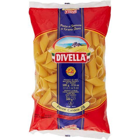 Divella Penne Candela N. 28 Hartweizengrieß Pasta Italienische Nudeln 500 g Packung Kurze Pasta italienisch Original