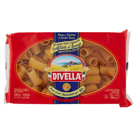 Divella Kurze Pasta Divella Pasta 100% Italienisch N° 80 Paccheri Napoletani 500 gr 10x Original italienisch 8005121000801