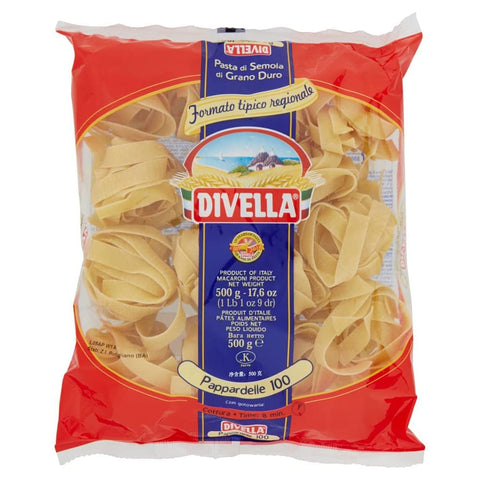 Divella Längliche Pasta Divella Pappardelle N. 100 Hartweizengrieß Pasta Italienische Nudeln 500g Packung 12x Original italienisch inkl. Italian Gourmet Polpa di Pomodoro 400g Dose 8005121001006