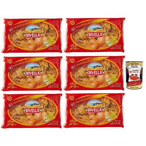 Divella - Tagliatelle all'uovo Nº 95 - Authentische italienische Pasta Eiernudeln – Die köstlichsten Tagliatelle zum Teilen mit der Familie - 6x500 g
