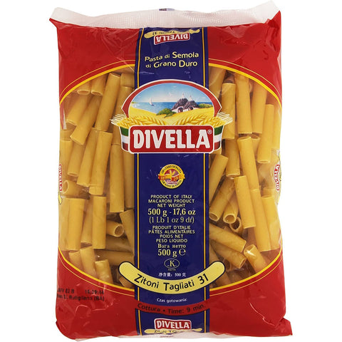 Divella Zitoni Tagliat N. 31 Hartweizengrieß Pasta Italienische Nudeln Packung 500 g 24x italienisch Original + kostenlos Polpa di Pomodoro 400 g Dose