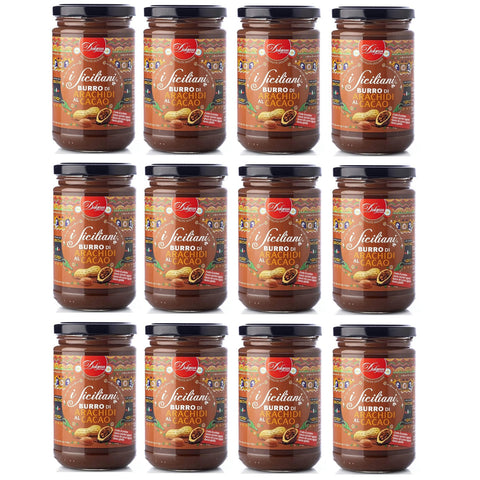 Dolgam I Siciliani Burro di Arachidi al Cacao Kakao-Erdnussbutter Sizilianische Spezialitäten Glasgefäß von Streichfähige Kakao-Erdnussbutter Glutenfrei 300 g