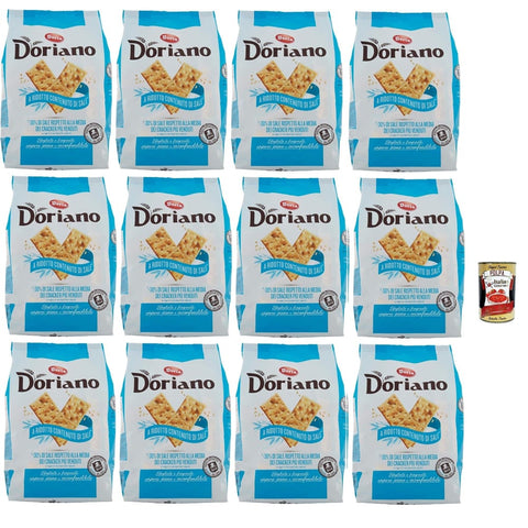 Doria Chips Doria Doriano Crackers a basso contenuto di sale, ohne Salzkörner Salzgebäck gesalzen kekse, 12x 700 g Original italienisch inkl. Italian Gourmet Polpa 400g 8032804040014