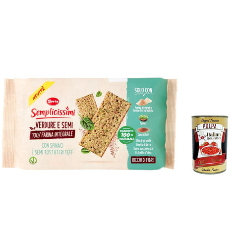 Doria Semplicissimi Doria Crackers Spinaci e Semi di Teff Tostati Cracker mit Spinat und gerösteten Teffsamen 12x 280g italienisch Original