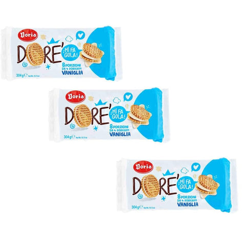 Doria Kekse Doria Dorè Kekse mit Vanille 8 Portionen (4 Kekse) snack cookies riegel 6x 304 g italienisch Original 8000605101678