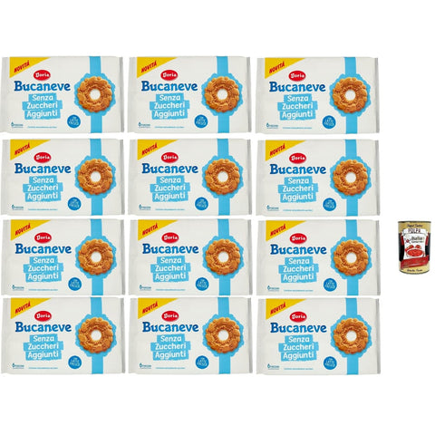 Doria Snack Kuchen & Backwaren Doria Bucaneve Senza Zuccheri Aggiunti, Ohne Zuckerzusatz Mürbeteigkekse Kekse mit frischer Milch, 12x 263g Packung, jede Packung enthält 6 Einzelportionen Original italienisch inkl. Italian Gourmet Polpa 400g 8032804040014