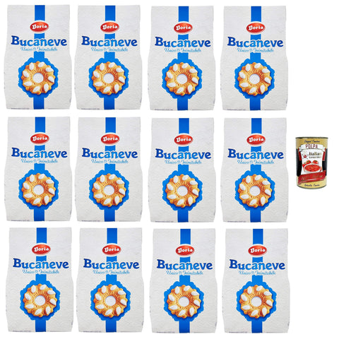 Doria Kekse Bucaneve Butterkeks kekse mit Zucker 12x400 g italienisch Original + kostenlos polpa 400 g