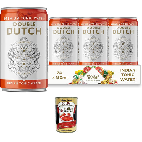 Double Dutch Indian Tonic Water 24 x 150 ml Dosen | Kalorienarmer, perfekter Mixer für Cocktails italienisch Original