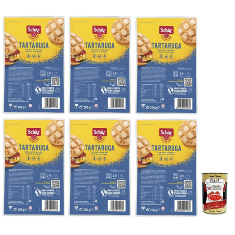 Dr. Schär Brot & Backwaren Dr. Schär Gluten Free Tartaruga Italienische Schildkrötebrot,mit Sauerteig,Hirse und Quinoa,Glutenfreies Brot,200g 6x Original italienisch inkl. Italian Gourmet Polpa di Pomodoro 400g Dose 8008698012260