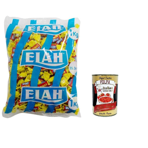 ELAH Snack Kuchen & Backwaren ELAH Cubik Toffee La caramella classica Mou al latte, Die Italienisch Klassische Milch Mou Süßigkeiten, bonbons lollies, 1Kg Original italienisch inkl. Italian Gourmet Polpa 400g 8032804040014