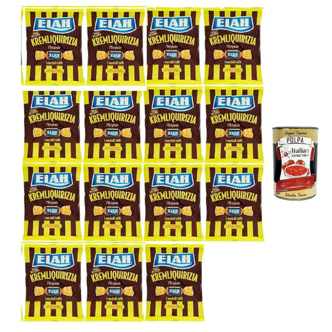 ELAH Toffee ELAH Toffè Kremliquirizia, Milch und Lakritze Toffee, Süßigkeiten bonbons lollies 15x 150g Original italienisch inkl. Italian Gourmet Polpa 400g 8032804040014