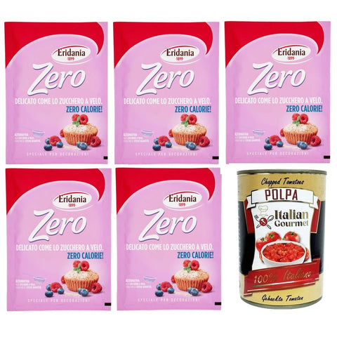 Eridania Puderzucker Eridania Zero Delicato Come lo Zucchero a Velo Zero Delicate Like Puderzucker 5x80 g inkl. Italian Gourmet polpa 400g Original italienisch 8032804040014