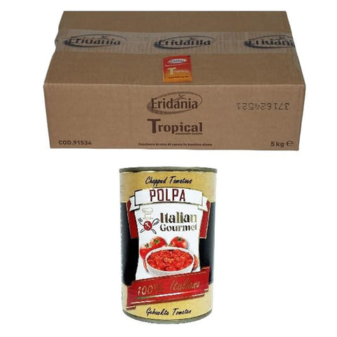 Eridania Würfelzucker Eridania ZUCCHERO DI CANNA BUSTINE ROHRZUCKERBEUTEL 5 KG italienisch Original 8000121370541