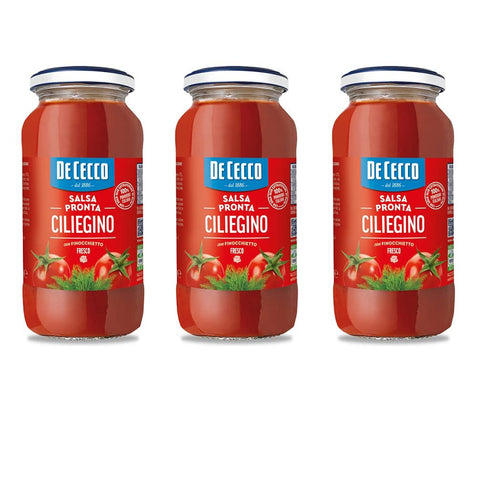 DE CECCO Salsa Pronta Ciliegino con Finocchietto Fresco Tomatensauce Fertigsauce mit Frischem Fenchel 3x300g Original italienisch
