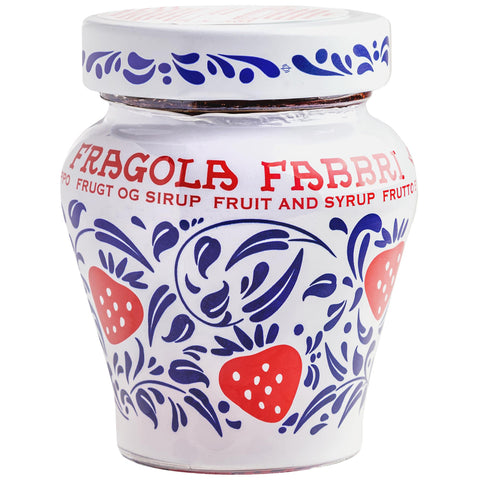 Fabbri 1905 Fragola Erdbeeren in Sirup eingelegt Leckeres Topping für Panacotta Eis Joghurt Desserts Kuchen oder Käse Inhalt 230g italienisch Original