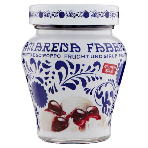 Fabbri 1905 Amarena Kirschen in Sirup Entsteinte Kirschen aus Italien in Sirup eingelegt Ideales Topping für Eis 1x230g Original italienisch Riegel