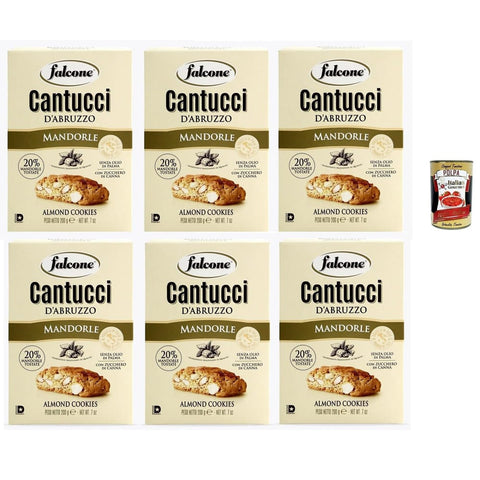 Falcone Snack Kuchen & Backwaren Falcone Cantucci alla Mandorla Mandelgebäck aus Keks mit Mandeln insgesamt Gebäckstücke 6x200 g italienisch Original Kekse + kostenlos polpa 400 g 8023696002174