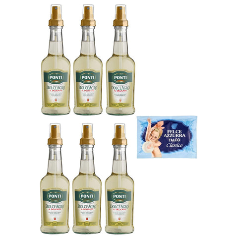 Felce Azzurra 6er Pack Ponti Essig Dolceagro Il Delicato Spray Weinessig Essig und aromatischer Traubenmost 250ml + 100g italienisch Original