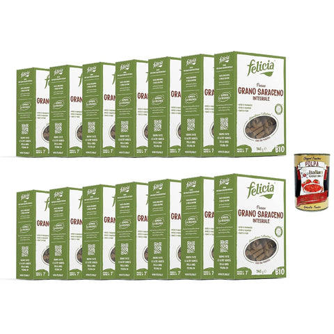Felicia, Penne Rigate di Grano Saraceno, Pasta, ganzer Buchweizen, reich an Magnesium, reich an Mangan, Faser, Gluten -frei, vegan, entschlossener Geschmack
