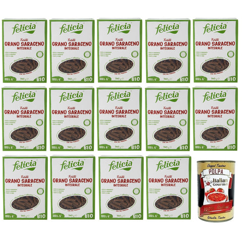 Felicia Fusilli di Grano Saraceno Integrale, Pasta mit 100% Bio Buchweizen 14x340g Original italienisch