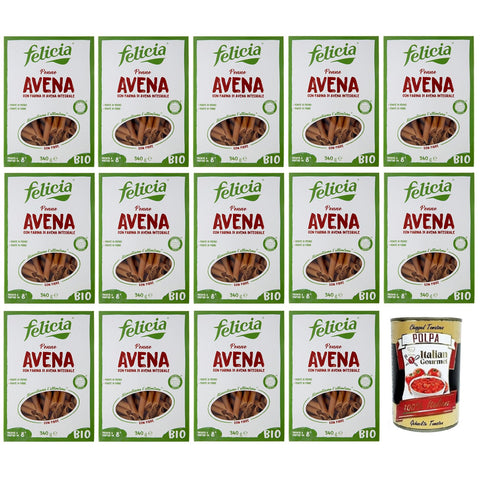 Felicia Penne Avena Pasta con Farina di Avena integrale Nudeln mit Vollkorn-Haferflocken Bio und Natürlich Glutenfrei Packung mit 340 g 14x italienisch Original
