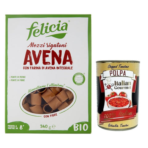 Felicia Mezzi Rigatoni Avena Pasta con Farina di Avena integrale Nudeln mit Vollkorn-Haferflocken Bio und Natürlich Glutenfrei Packung mit 340 g italienisch