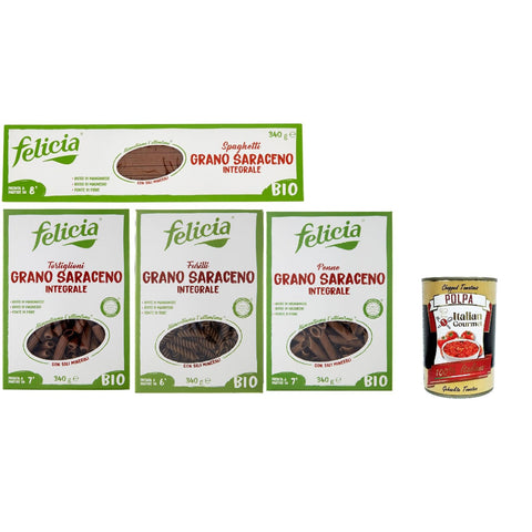 Felicia Pasta Testpaket Saraceno Integrale, Pasta mit 100% Buchweizen 4x340g Original italienisch