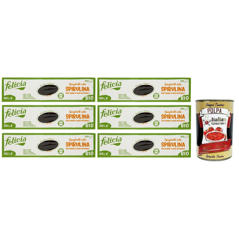 Felicia Nudeln & Pasta Felicia Spaghetti alla Spirulina Nudeln mit Braunem Reismehl Pasta mit Bio Apulia Kundi Spirulina Glutenfrei Packung mit 6x 250g italienisch Original 8032804431454