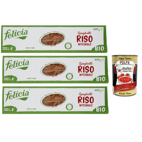 Felicia Spaghetti di Riso Integrale, Pasta mit 100 % braunem Reis aus der italienischen Lieferkette 3x400g Original italienisch