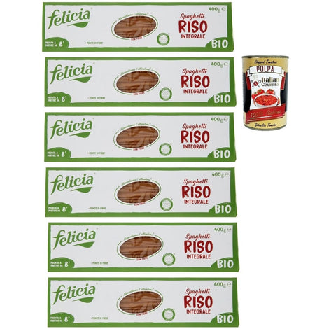 Felicia Nudeln & Pasta Felicia Spaghetti di Riso Integrale Pasta mit 100 % braunem Reis aus der italienischen Lieferkette Natürlich Glutenfrei Packung mit 6x400 g italienisch Original 8032804431690