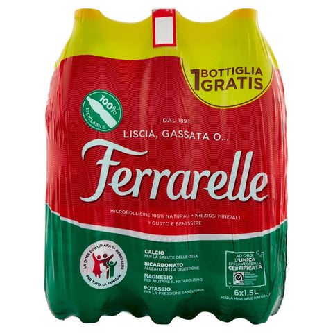 Ferrarelle Kohlensäurehaltiges Wasser Ferrarelle Effektives natürliches Wasser, 6 x 1,5 l Kohlensäurehaltiges Wasser italienisch Original 8006290311248