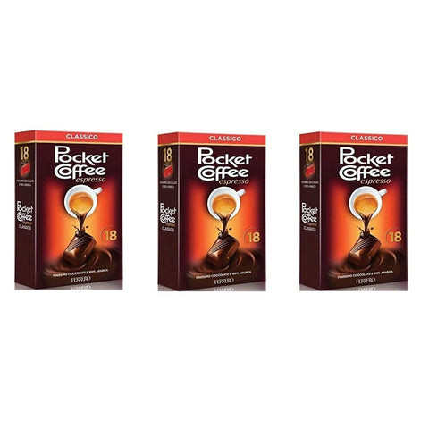Ferrero Pocket Coffee Espresso 18 pezzi Pralinen mit flüssigem Kaffee gefüllt 3x 225g italienisch Original