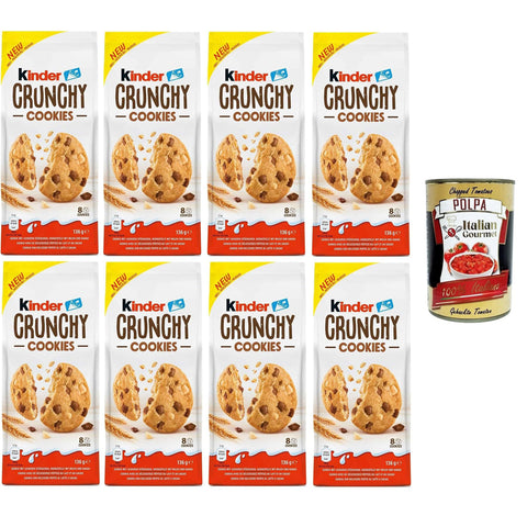 Ferrero Kinder Crunchy Cookies Knusprige Kekse mit Milch und Kakaonuggets 8x 136g italienisch Original