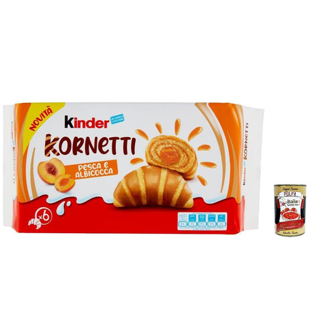 Ferrero Kinder Kornetti Pfirsich-Aprikosen Croissants kuchen 252 g italienisch Original Gebäck + kostenlos polpa 400 g