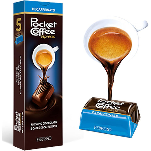 Ferrero Pocket Coffee espresso Kaffee Praline mit flüssigem entkoffeiniert DEK Espresso feine Vollmilch und 6x 625g italienisch Original