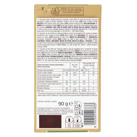 Ferrero Riegel Ferrero Rocher Macadamia Milk Nocciola & Noci di Macadama 90g, Milchschokolade mit Haselnüssen und Macadamianüssen 8x90gi 8000500447833