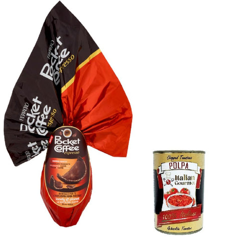 Ferrero Uovo Pocket Coffee Egg Pocket Coffee Dunkle Schokolade mit einer äußeren Schicht aus Kaffeekörnern 250 g italienisch Original Pastasauce + kostenlos polpa