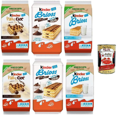 Ferrero Snack Kuchen Ferrero Kinder Pan e Cioc & Brioss, Sortiment aus Milch- und Schokoladengebäck, 6er-Pack, 290 g italienisch Original Pastasauce + kostenlos polpa 400 g 8000500283240