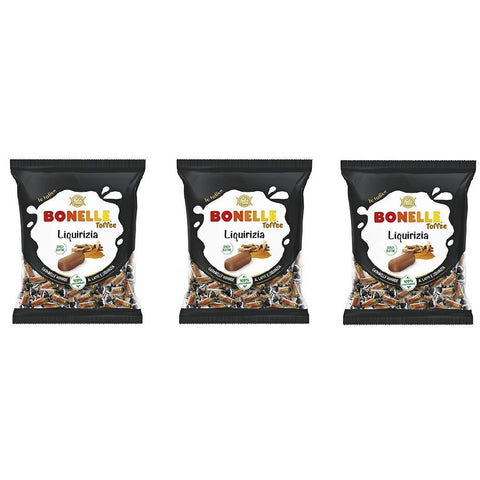 Fida Bonelle Toffee Liquirizia weiche Milch und Lakritz Bonbons Gluten frei Beutel 3x 150g italienisch Original
