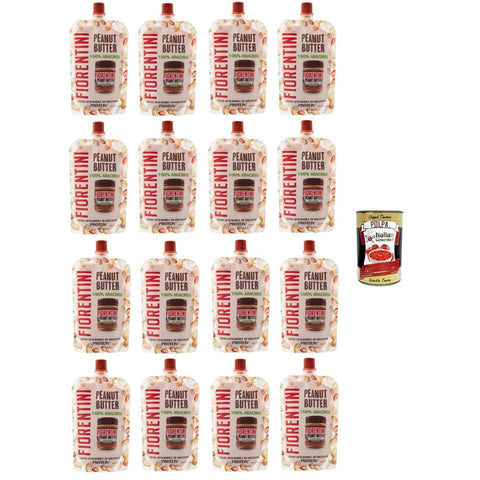 Fiorentini Erdnuss Fiorentini Peanut Butter 100% Arachidi in Pouch Erdnussbutter 100% Erdnüsse im Beutel 16x100 g Original italienisch inkl. Italian Gourmet Polpa 400g 8032804040014