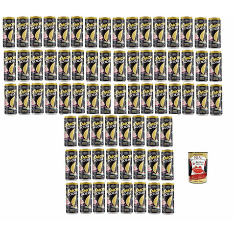 Fonti di Crodo Cola & Limonade Lemon Soda Lemonsoda Dosen, italienisch trinken, lemonade soft drink, aus italienischen Zitronen, 72x 330ml mit Fruchtfleisch Original italienisch inkl. Italian Gourmet Polpa 400g 8057192001430