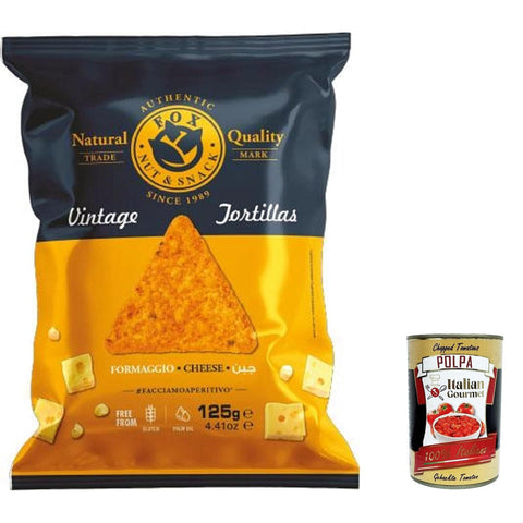 Fox Vintage FOX Natural Quality Vintage Potatoes Tortilla Chips Käse Nacho cheese Corn Premium italienische handgefertigte Kartoffel crisps chips 125 g 20x